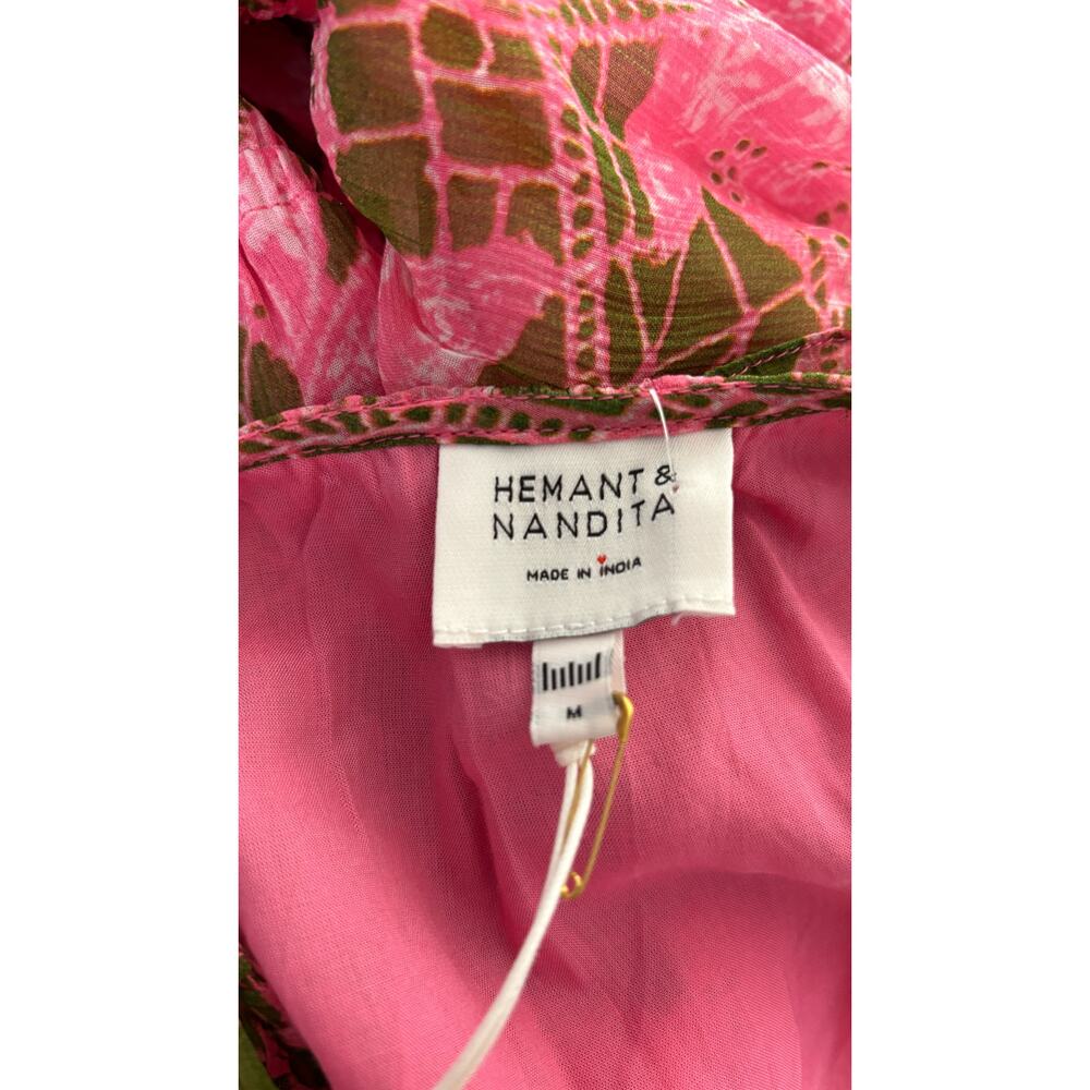 Hemant And Nandita Long Sleeve Pakhi Romper Womens Size Medium Pink New Green - Picture 11 of 15